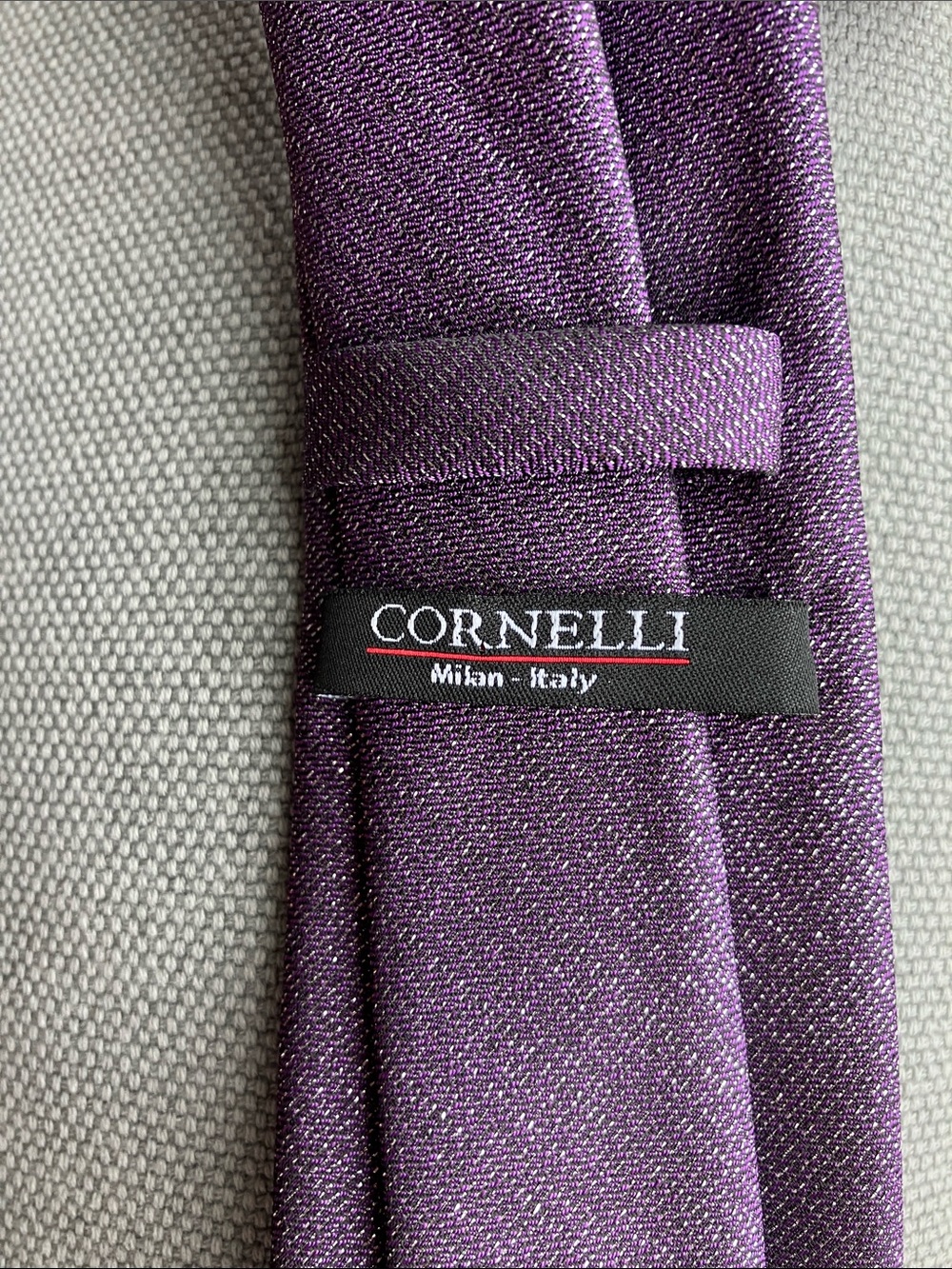 Cornelli Purple Microfiber Handmade Tie Milan Italy Shimmer Necktie